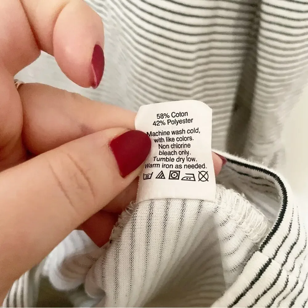 J.Crew Factory Black White Striped Ruffle Sleeve Dress Size XS - Picture 5 of 9